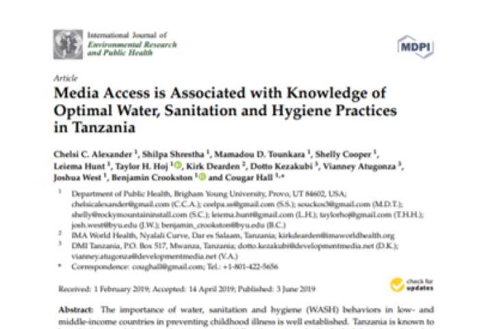 Media access is associated with knowledge of optimal water, sanitation, and hygiene practices in Tanzania