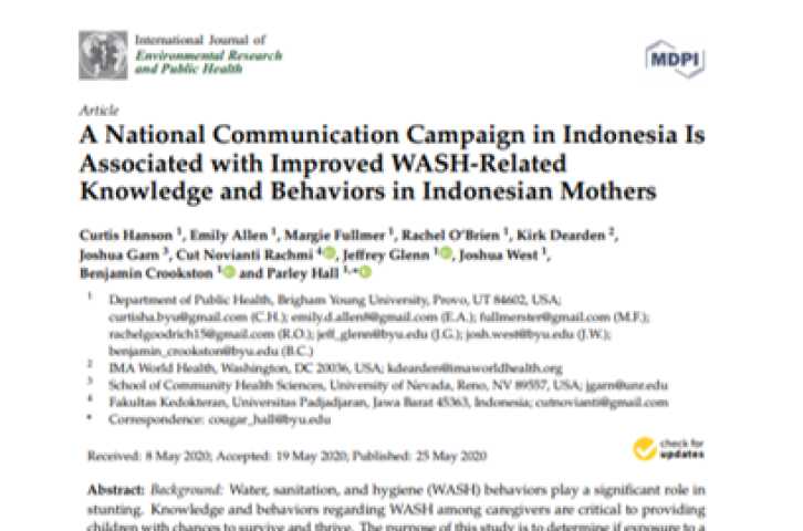 A national communication campaign in Indonesia is associated with improved WASH-related knowledge and behaviors in Indonesian mothers