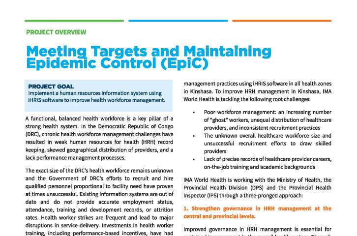 Meeting Targets and Maintaining Epidemic Control (EpiC) Project Overview