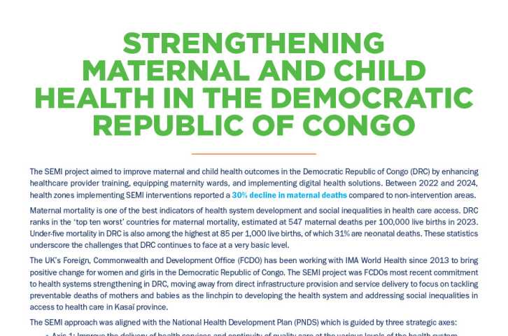Strengthening Maternal and Child Health in the DRC